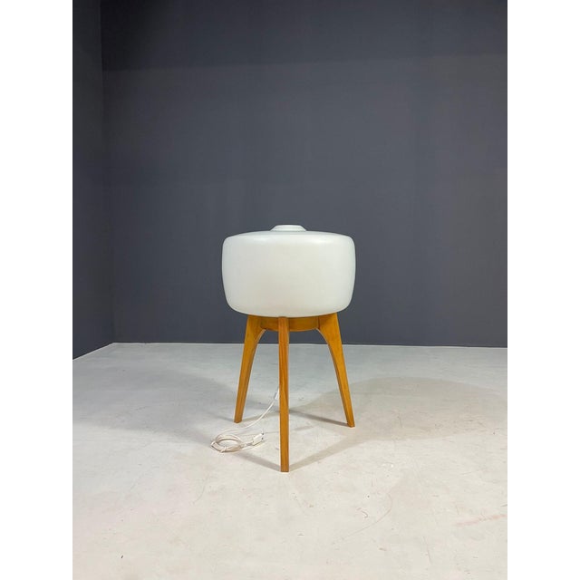 Large Floor Lamp in Wood & Frosted Glass by Uluv, Czechoslovakia, 1960s For Sale - Image 6 of 14