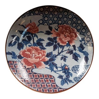 Vintage Japanese Asahi Porcelain Carnation Motif Charger Plate For Sale