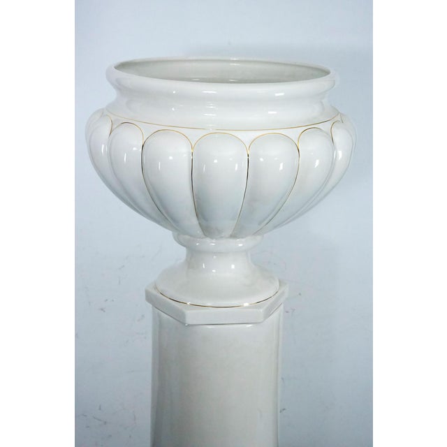 1970s White Ceramic Vase with Gold Details and Column by Tommaso Barbi, Italy, 1970s For Sale - Image 5 of 18
