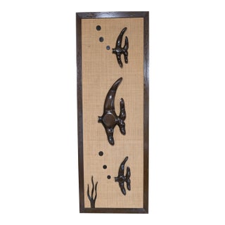 Mid-Century Abstract Wood Sculpture Carved Fish 1960s For Sale