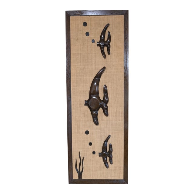 Mid-Century Abstract Wood Sculpture Carved Fish 1960s For Sale