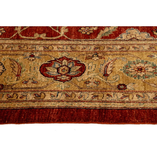 Modern Paki Peshawar Designed Wool Rug in Red - 9′ × 11′6″ For Sale - Image 4 of 9