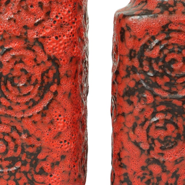 Red Fat Lava Vases from Scheurich Jura, West Germany, 1960s, Set of 2 For Sale - Image 3 of 14
