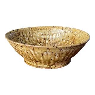 Vintage 9 1/4” Speckled Drip Glaze Signed Studio Pottery Bowl For Sale