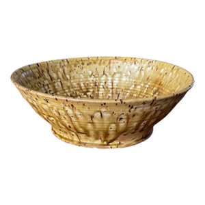 Vintage Speckled Drip Glaze Signed Studio Pottery Bowl, Small Centerpiece, 9 1/4”
