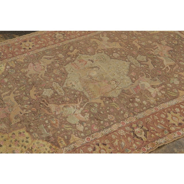 Rug & Kilim Rare Antique Turkish Rug With Narrative Pictorials in Beige & Brown - Rug & Kilim For Sale - Image 4 of 9
