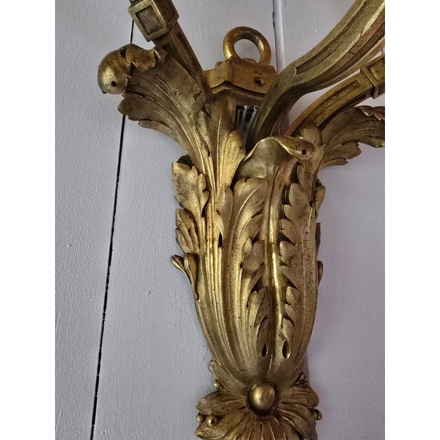 Metal Antique Large Bronze Louis XV Style Ormolu Sconce For Sale - Image 7 of 11