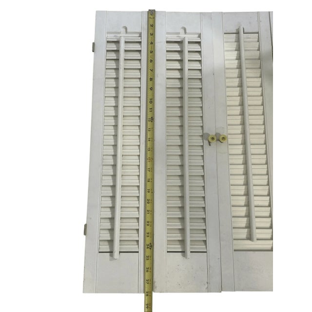 Vintage Bi fold Interior 24"x 28” Wood Window Plantation White Shutters 28” tall 24' wide shutters need wiping/detailed...