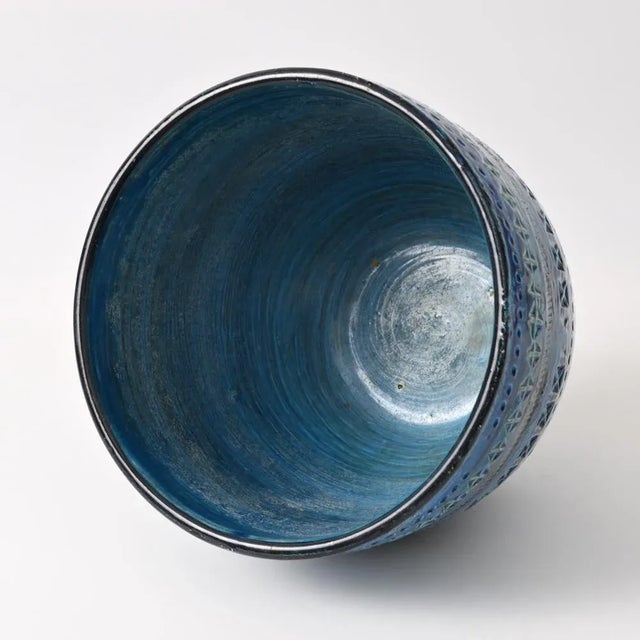 Black Rimini Blue Flower Pot by Aldo Londi for Bitossi, 1960s For Sale - Image 8 of 11