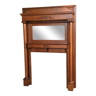Victorian Antique American Tiger Oak Mantel For Sale
