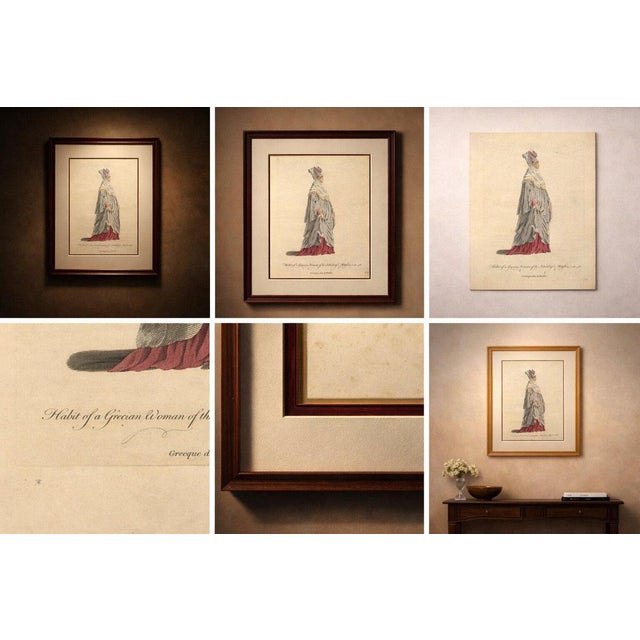 Grecian woman of meteline costume print, hand-colored jefferys 1749 this refined and elegant costume engraving depicts a...