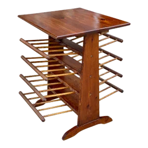 Vintage Farmhouse Pine Turned Spindle Magazine Record Rack Holder