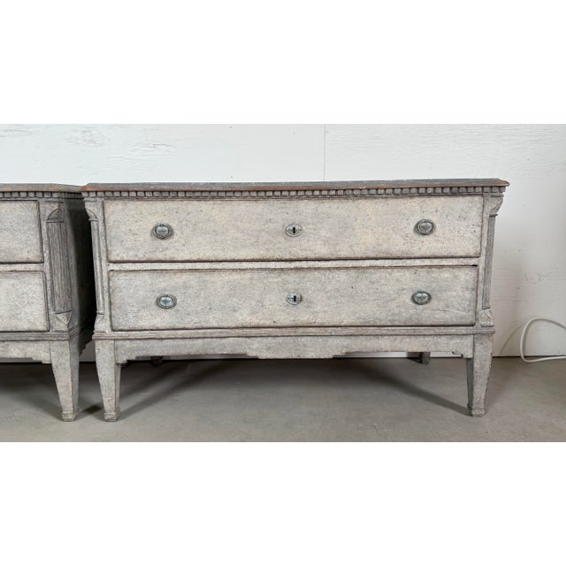Pair of 19th Century Painted Grey Blue Danish Chests With Brass Fittings For Sale - Image 6 of 9