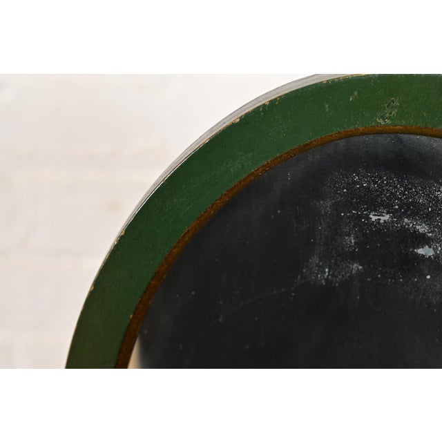 Stickley Brothers Antique Early American Country Cottage Green Lacquered Floral Painted Table Mirror, Circa 1920s For Sale In South Bend - Image 6 of 13