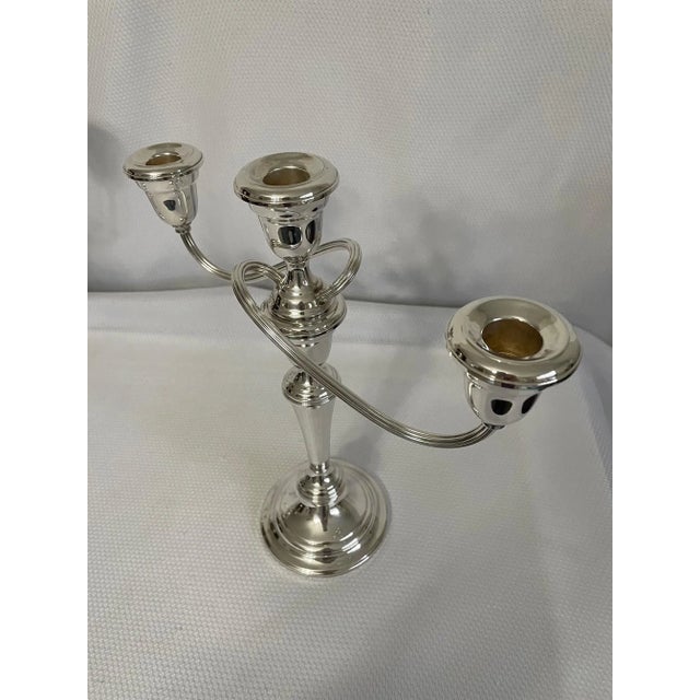 Gorham Mid 20th Century Silverplated Gorham "Newport" Changeabout Candelabras - a Pair For Sale - Image 4 of 12