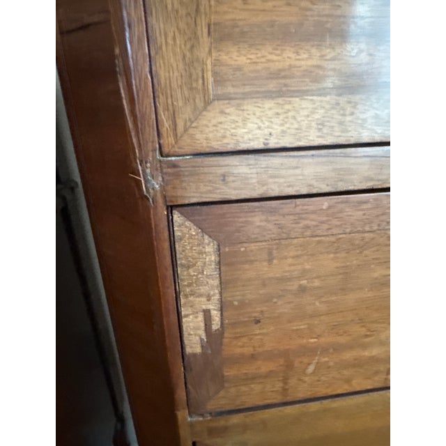 Late 19th-Century French Louis XVI-Style Mahogany Semainier Chest — Breccia Marble Top, Tall Narrow Storage For Sale - Image 11 of 14