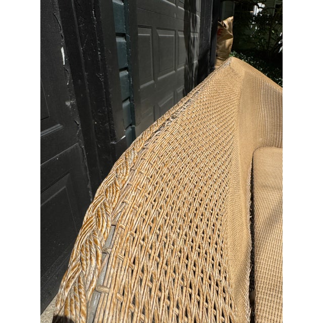 Mid-Century Modern Vintage Lloyd Flanders All Weather Wicker Couch Frame Restoration (Blue Tag) For Sale - Image 3 of 8