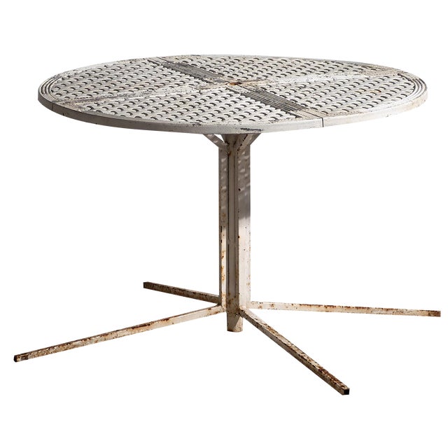 Antique White Round Outdoor Table, 1930s For Sale
