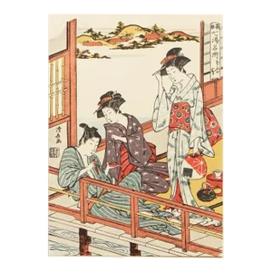 1964 After Kiyonaga "Seven Famous Spas at Hakone - Dogashima Spa", Full-Color Print From Japan