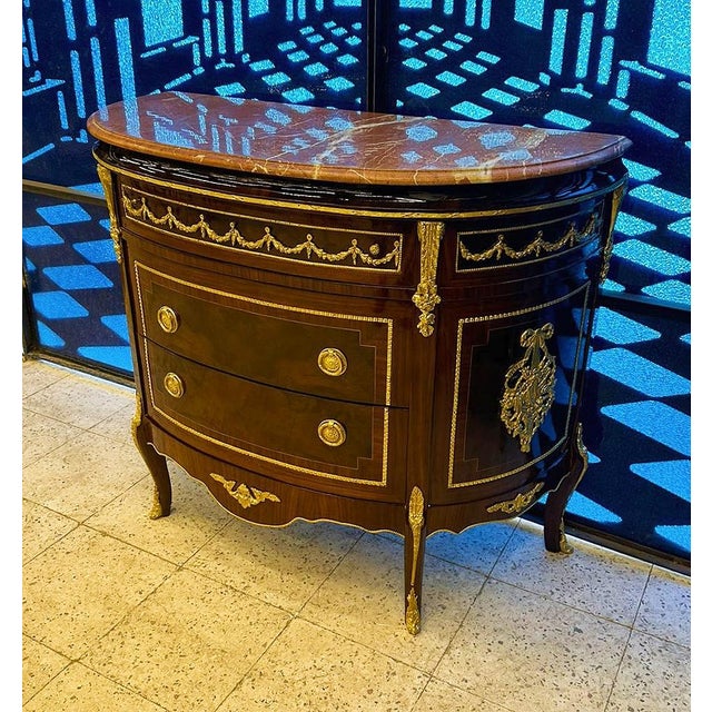 French Louis XV Style Marble Topped Bronze Commode For Sale - Image 4 of 4