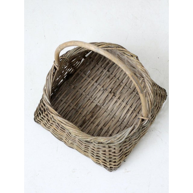 Shabby Chic Vintage Handwoven Cottage Basket For Sale - Image 3 of 12