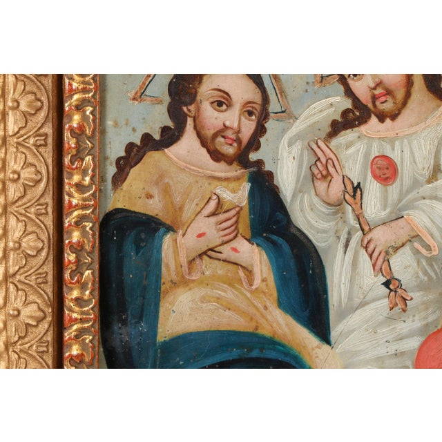 19th Century Conception Avila, the Holy Trinity, Oil on Tin, 19th Century For Sale - Image 5 of 13