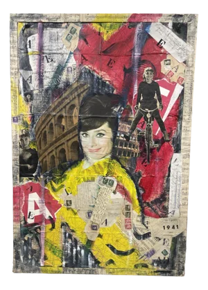 Italian Artist, Audrey's La Dolce Vita, Mixed Media
