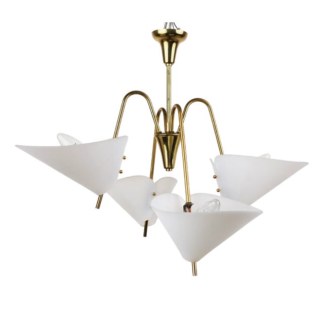 Mid-Century Austrian Brass Chandelier by Rupert Nikoll, 1960s For Sale