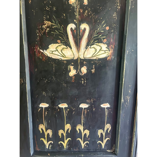 1920s Vintage Painted Pine Wardrobe with Folk Art Design, 1920s For Sale - Image 5 of 10