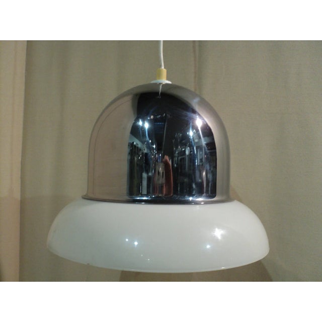 Italian Acrylic Glass and Steel Ceiling Lamp attributed to Guzzini, 1970s For Sale - Image 6 of 11