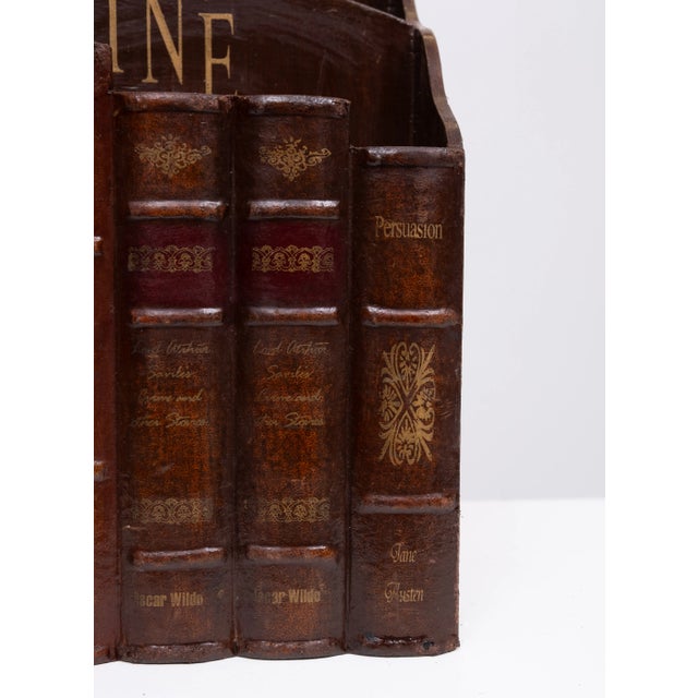 A very nice and decorative magazine rack with faux books on the front, 1970-1980. some interesting titles . Manufactured...