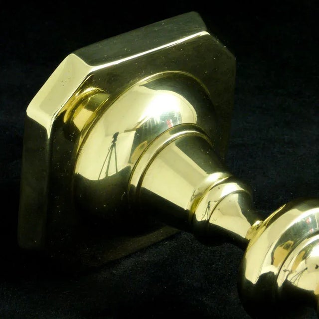 Small Victorian Knop-Stemmed Brass Candlesticks, 1890s, Set of 2 For Sale - Image 6 of 8