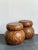 Brown Vintage Wood Mosaic Low Stools - A Pair For Sale - Image 8 of 18