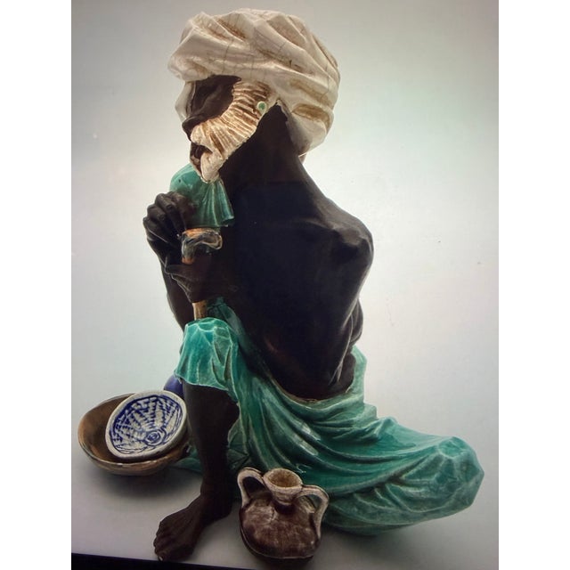 Ceramic 1940s Signed Algora Spain “Bedouin at Rest” Porcelain Figurine Hand Painted Mint Rare For Sale - Image 7 of 11