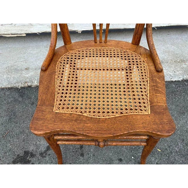 19th Century Art Nouveau Style Tiger Oak Bentwood Carved Side Chair For Sale - Image 9 of 11