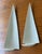 Set of 2 vintage handmade ceramic wall art or wall pockets in the shape of sailboats with a white glaze. Made by Riddell...