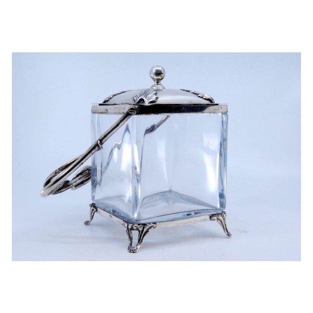 Silver and Glass Candy Box with Palms Decorated Lid For Sale - Image 9 of 10