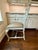 Wood Bespoke 90” Wood & Iron Trestle Dining Table With 8 Custom Swedish Rococo Chairs by Slovack-Bass For Sale - Image 7 of 10