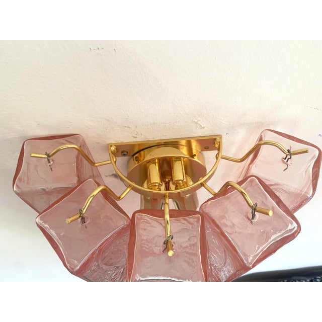 Murano Mid-Century Modern Style Pink "Squared" Murano Glass Wall Sconce For Sale - Image 4 of 11