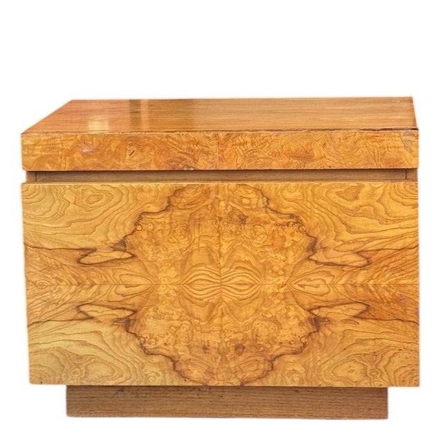 Lane Furniture 1970s Pair of Lane Mid Century Burl Wood Nightstands For Sale - Image 4 of 12