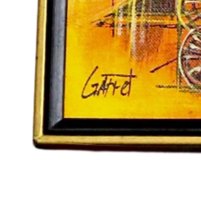 Mid-Century Modern Vintage Framed Oil Painting of Steam Engine Train For Sale - Image 3 of 6