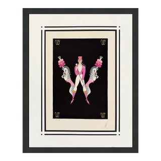 Erté, Letter W Serigraph From Alphabet Suite, Hand Signed, Edition of 350, Framed, 1976 For Sale