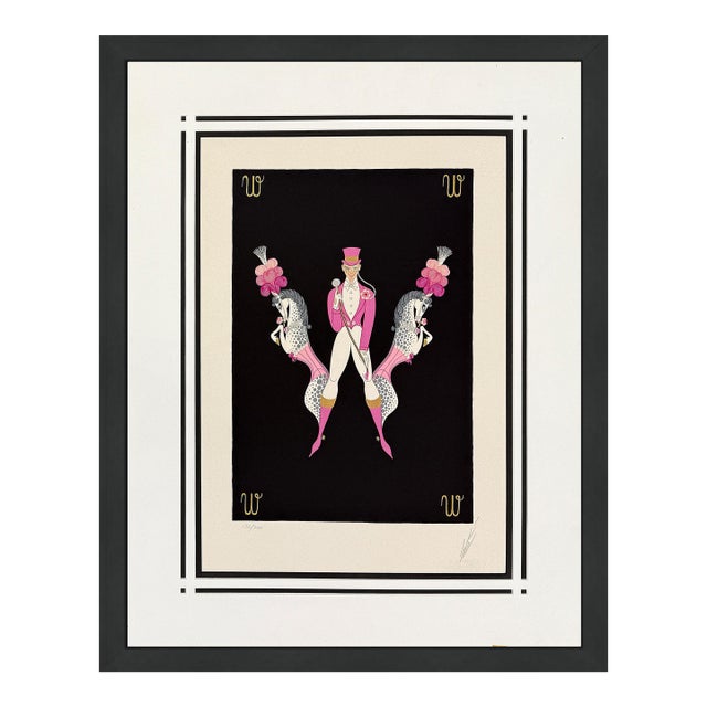 Erté, Letter W Serigraph From Alphabet Suite, Hand Signed, Edition of 350, Framed, 1976 For Sale