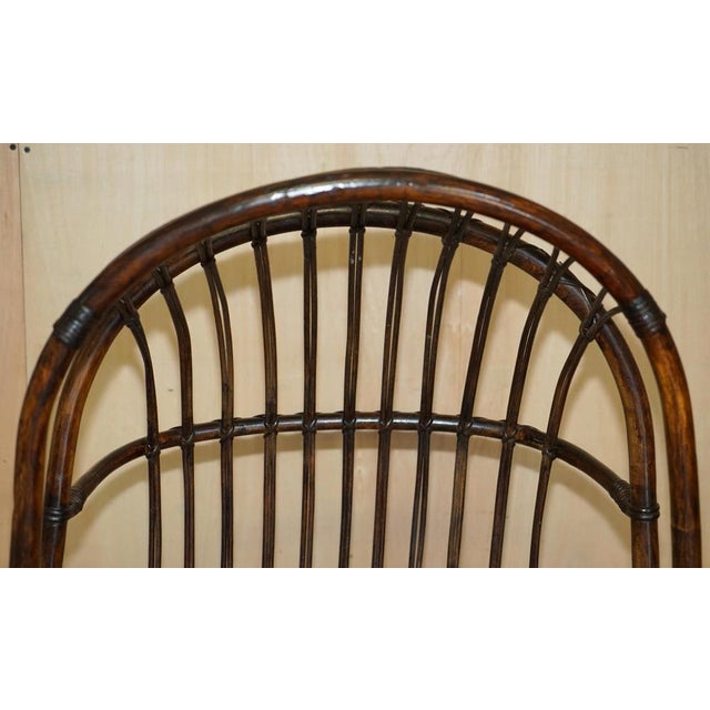 French Bamboo Steel Base Porters Wingback Armchair For Sale - Image 4 of 18