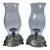 Vintage Silverplate and Glass Candle Hurricanes a Pair For Sale