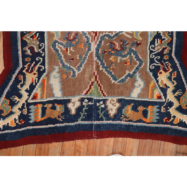 Brick Red Early 20th Century Tibetan Dragon Horse Cover Textile Rug - 2'5" x 4' For Sale - Image 8 of 18