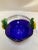 Contemporary Late 20th Century Vintage Cobalt Blue Murano Glass Basket With Yellow Applied Flowers For Sale - Image 3 of 5