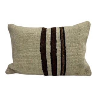 Turkish Hemp Pillow Cushion Natural Beige Brown Pillow Cushion Cover 16" x 24" For Sale