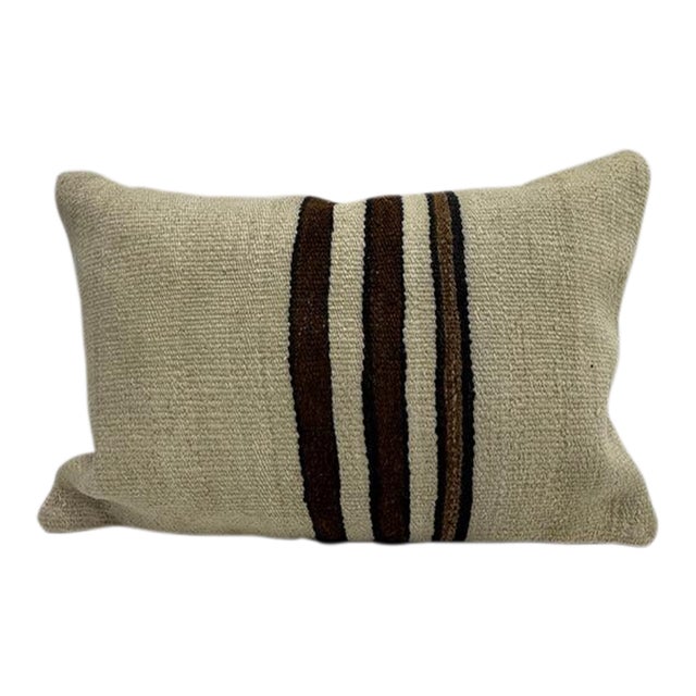 Turkish Hemp Pillow Cushion Natural Beige Brown Pillow Cushion Cover 16" x 24" For Sale