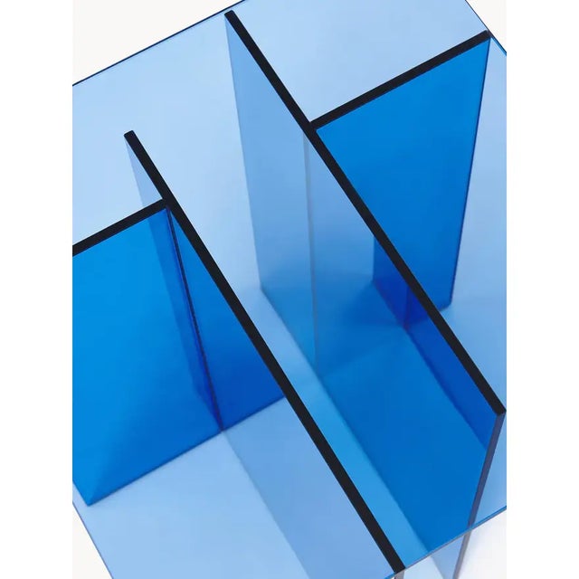 Not Yet Made - Made To Order Acrylic Side Table Transparent Blue For Sale - Image 5 of 6